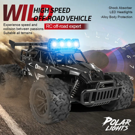 ZWN 1:16 20KM/H RC Car With LED Light 2.4G High Speed Off-Road Climbing 2WD Remote Control Car Toy Gifts for Boys Girls Kids
