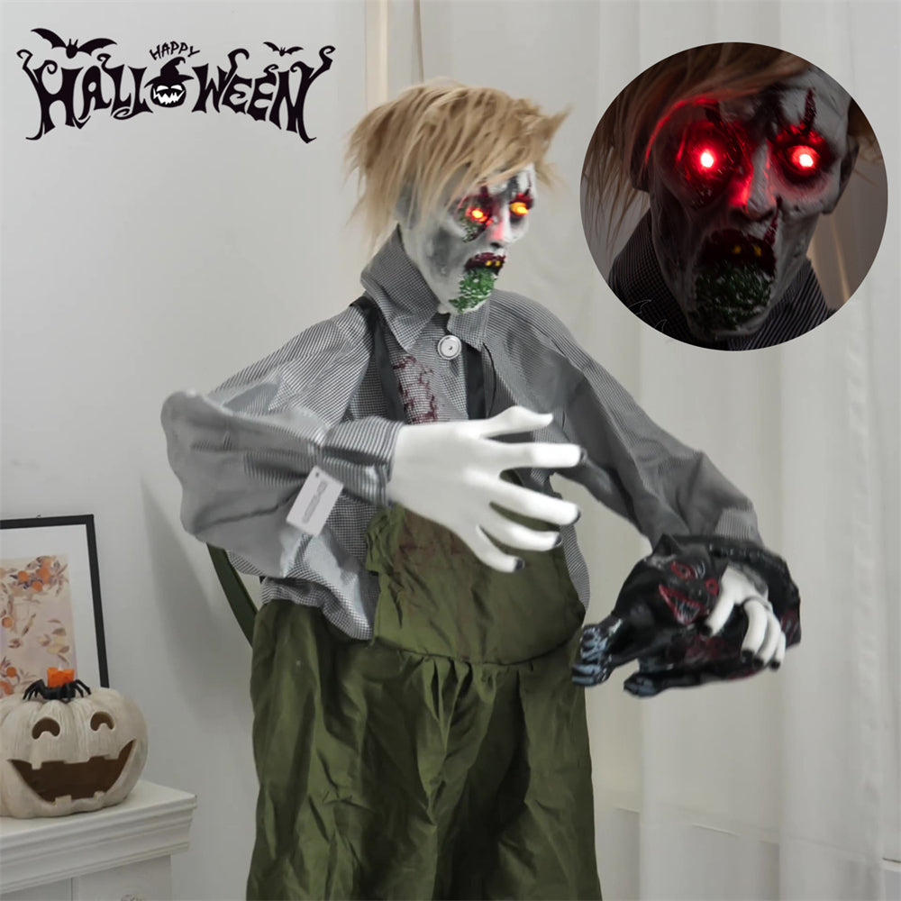 1.9 meters large overalls take cat zombie station haunted house outdoor electric induction horror decoration