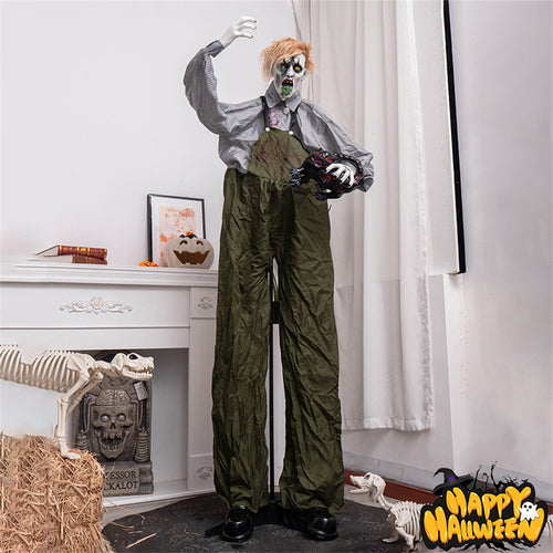 Load image into Gallery viewer, 1.9 meters large overalls take cat zombie station haunted house outdoor electric induction horror decoration
