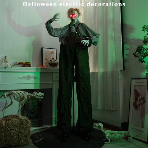 Load image into Gallery viewer, 1.9 meters large overalls take cat zombie station haunted house outdoor electric induction horror decoration
