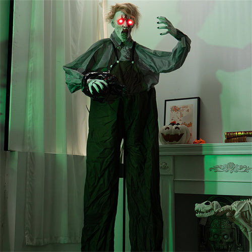 Load image into Gallery viewer, 1.9 meters large overalls take cat zombie station haunted house outdoor electric induction horror decoration
