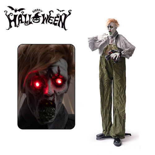 Load image into Gallery viewer, 1.9 meters large overalls take cat zombie station haunted house outdoor electric induction horror decoration
