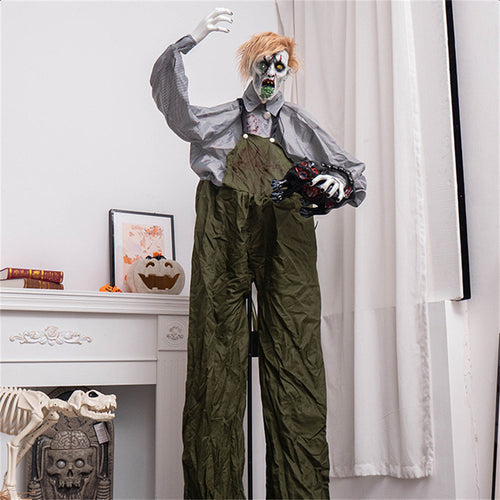Load image into Gallery viewer, 1.9 meters large overalls take cat zombie station haunted house outdoor electric induction horror decoration
