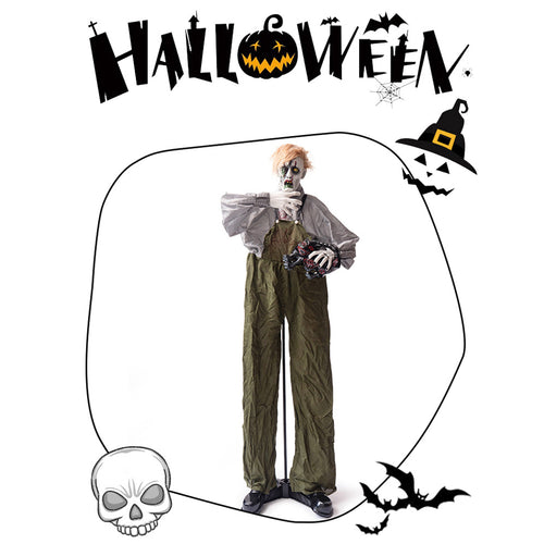 Load image into Gallery viewer, 1.9 meters large overalls take cat zombie station haunted house outdoor electric induction horror decoration
