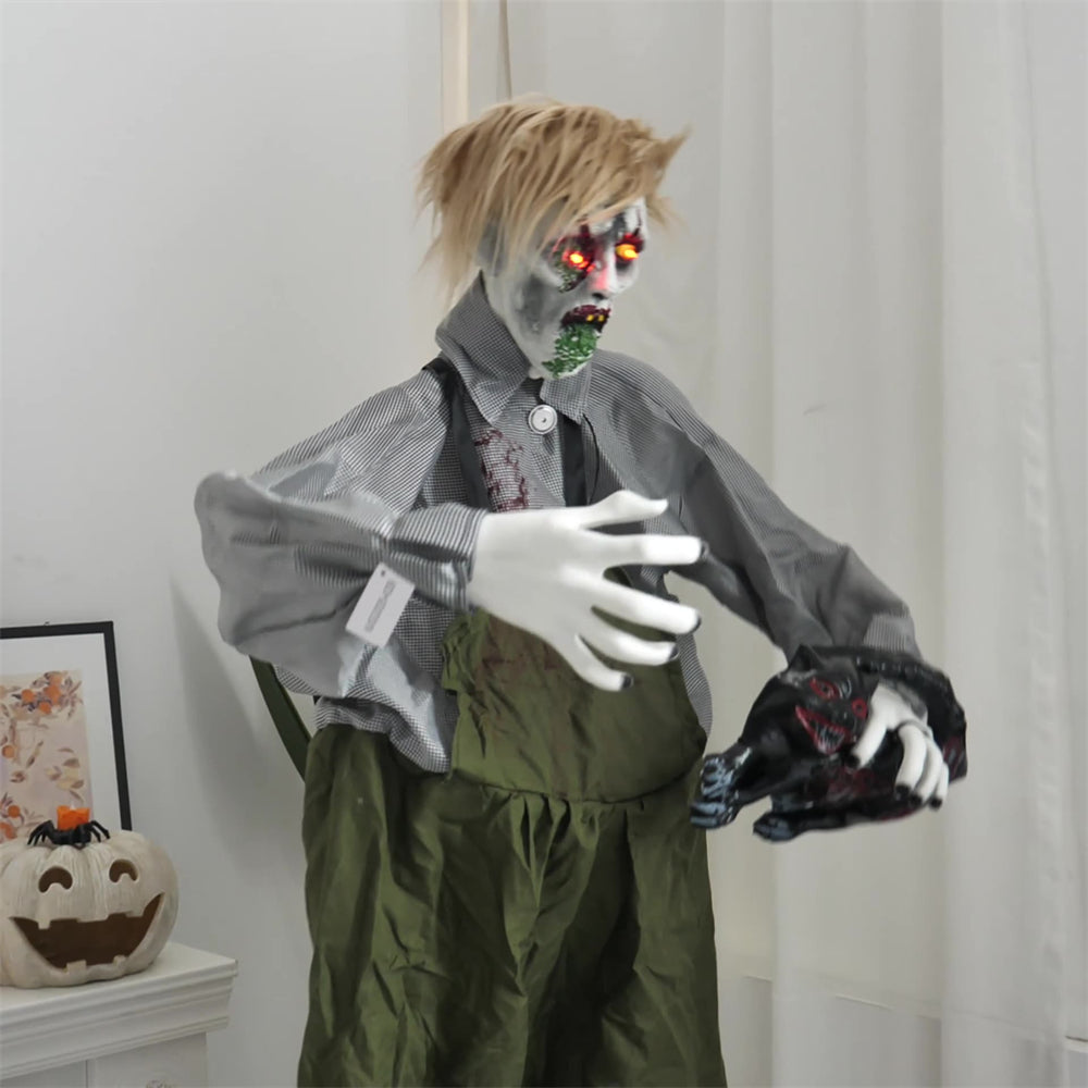 1.9 meters large overalls take cat zombie station haunted house outdoor electric induction horror decoration