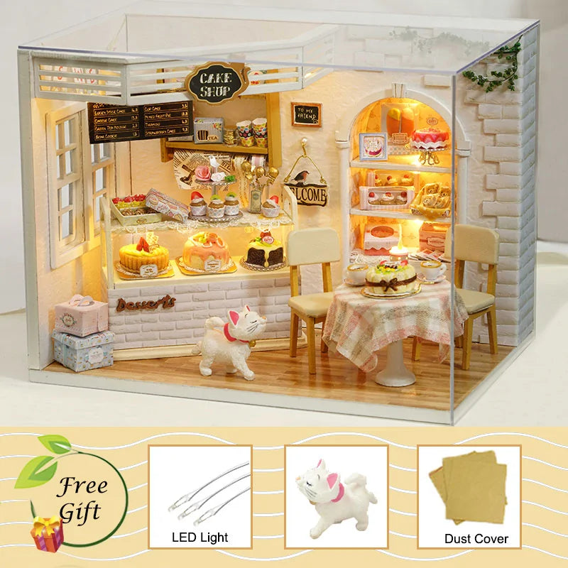 DIY Miniature Dollhouse Kit with Dust Cover