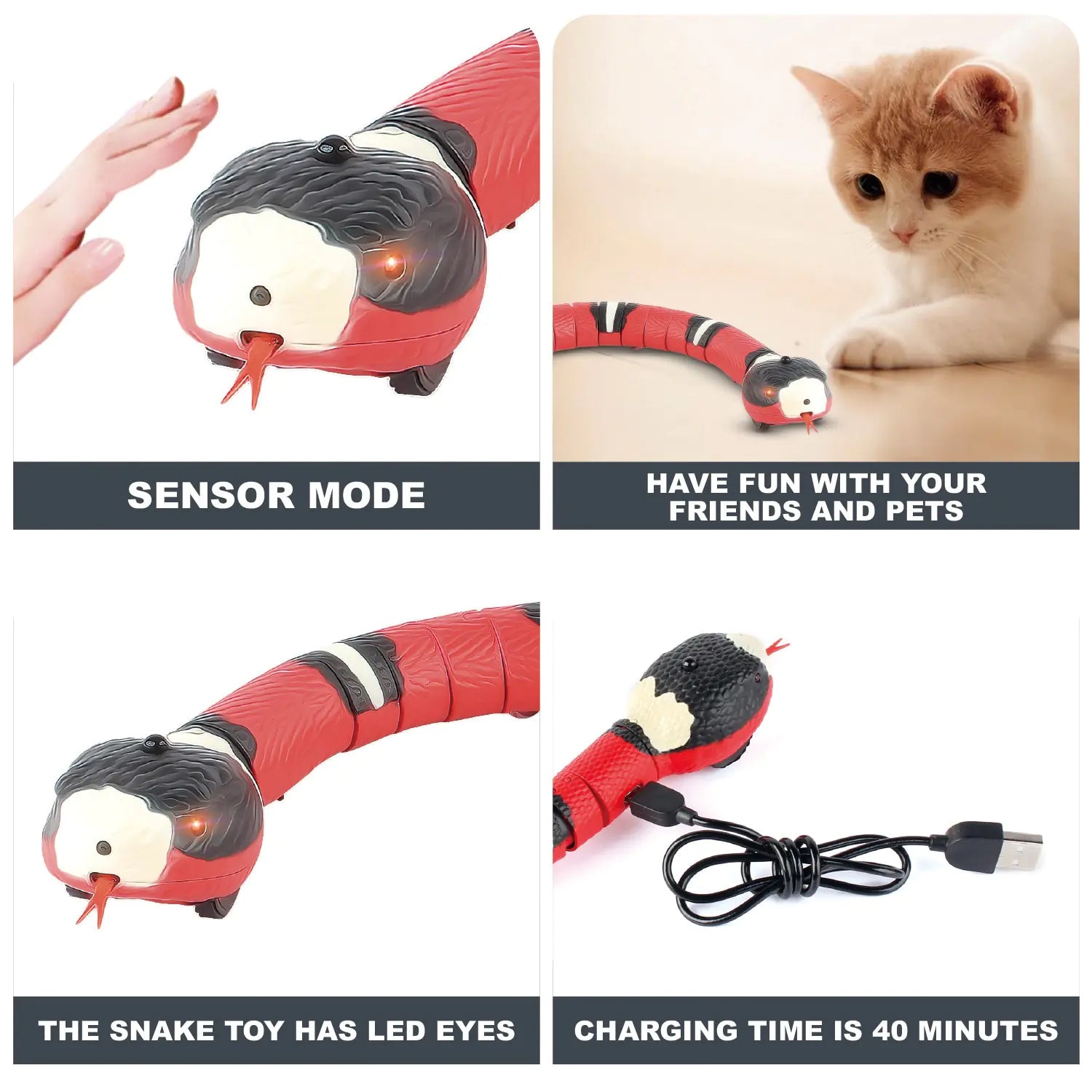 Smart Sensing Snake Interactive Cat Toy