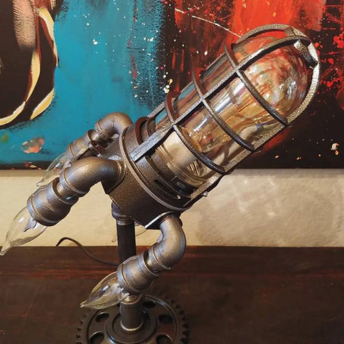 Load image into Gallery viewer, Vintage Steampunk Rocket Table Lamp
