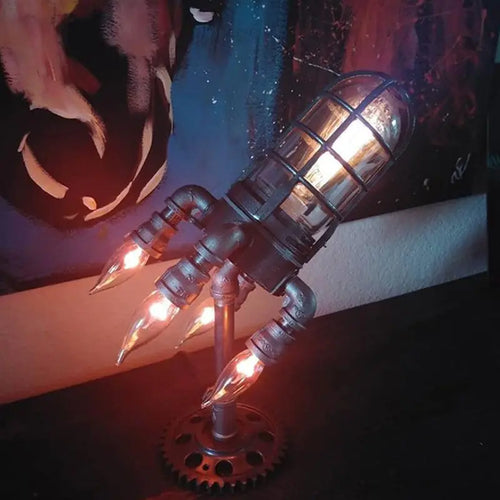 Load image into Gallery viewer, Vintage Steampunk Rocket Table Lamp
