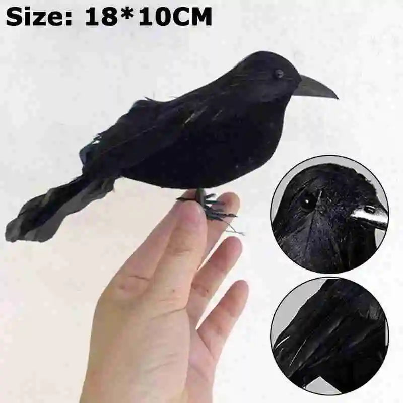 1Pcs Doom Crow Halloween Props Artificial Black Feather Raven Props Feather Bird House Halloween Decoration