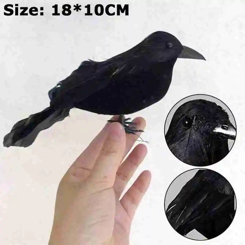 Load image into Gallery viewer, 1Pcs Doom Crow Halloween Props Artificial Black Feather Raven Props Feather Bird House Halloween Decoration
