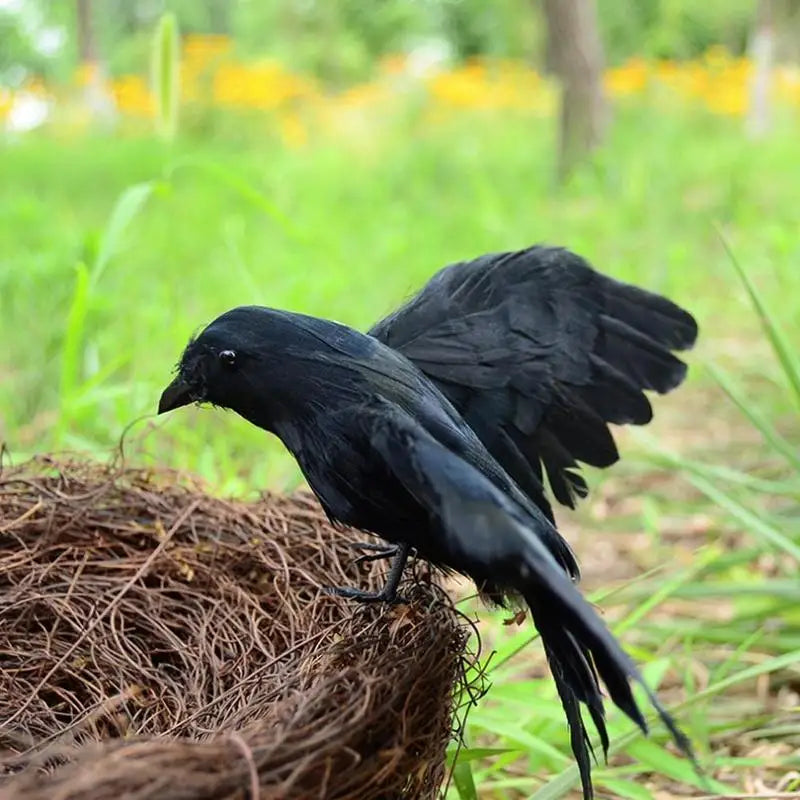 1Pcs Doom Crow Halloween Props Artificial Black Feather Raven Props Feather Bird House Halloween Decoration