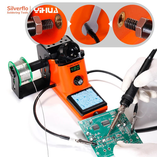 Load image into Gallery viewer, YIHUA 926LED-III Digital Electric Soldering Iron Kit with Helping Hands 960I Adjustable Temperature Portable Soldering Station
