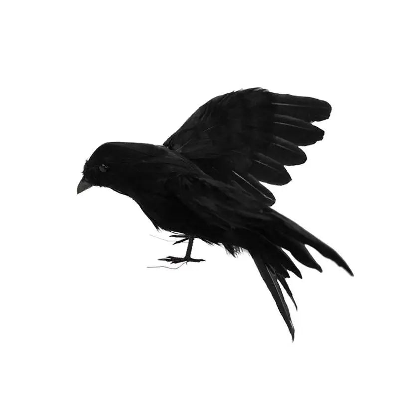 1Pcs Doom Crow Halloween Props Artificial Black Feather Raven Props Feather Bird House Halloween Decoration