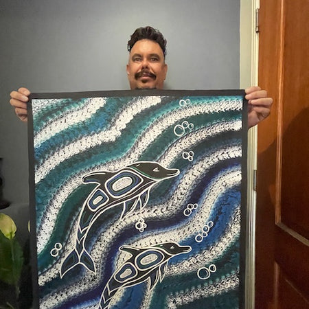 Aboriginal Art Dolphins Playing
