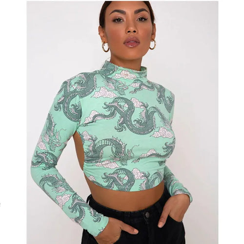 Load image into Gallery viewer, Dragon Printed Women Sexy Crop Top
