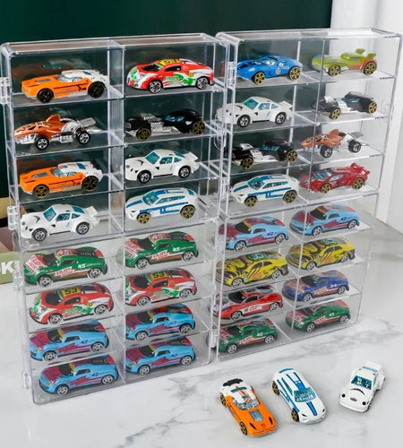 Acrylic Car 1pc Display case 1:64 For Kids holds 8 cars
