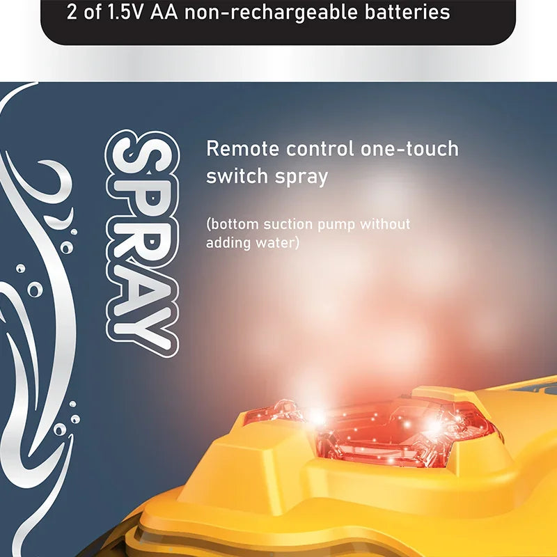 2.4G Remote Control Motorboat Waterproof Spray Swimming Pool Bathing RC Steamboat Toy For Boys And Girls Children Christmas Gift