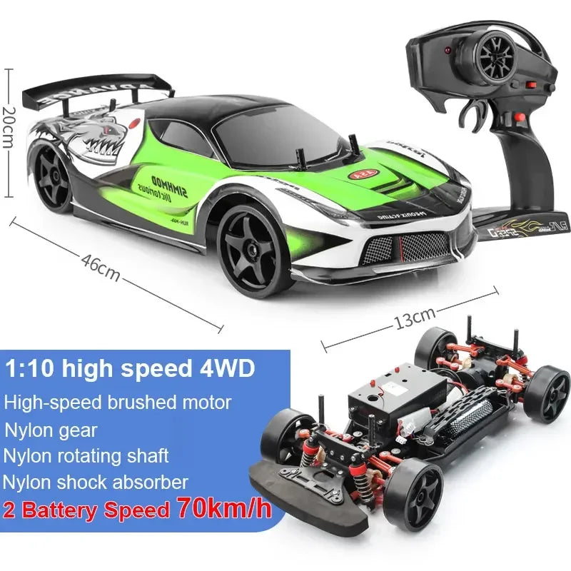 1:10 70km/h High-speed Drift Remote Control Car 2.4G 4WD Rc Off-road Vehicle Dual-speed Rc Car Children's Christmas Gift