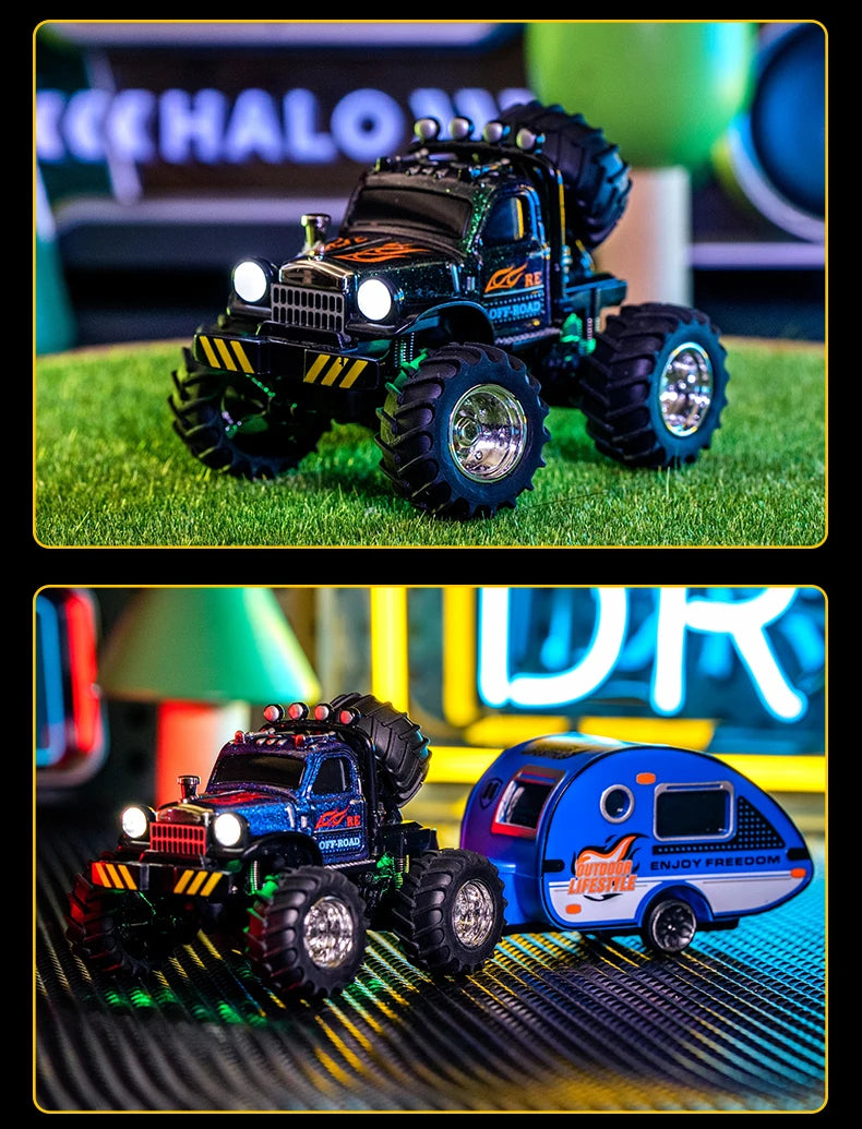 RC, New 1:64 Rc Car Mini 2.4Ghz City Road Handle High Speed Alloy All Terrain Remote Control Car Dual Control Children's Toys Gifts