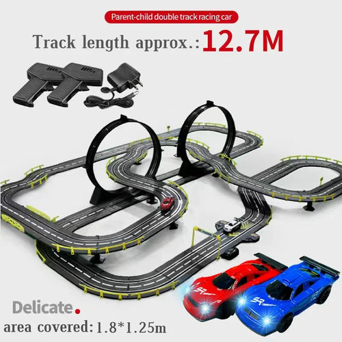 Load image into Gallery viewer, Slot car track Electric rail car 1:43 double remote control racing track toy automatic racing electric track children Christmas gift
