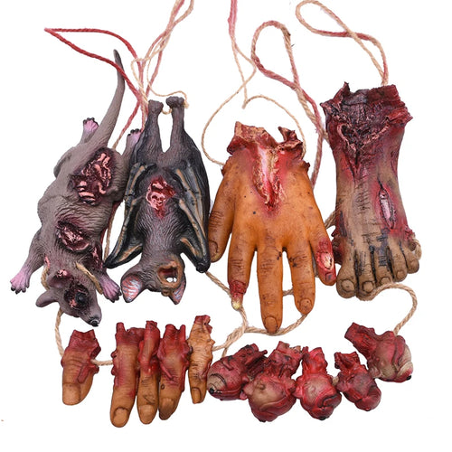 Load image into Gallery viewer, Halloween Horror Hanging Prop Fake Dead Mouse Bat Bloody Hand Feet Halloween Party Decoration Haunted House Decor Prop Ornament
