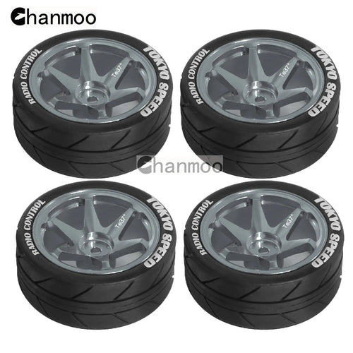 Load image into Gallery viewer, 1/10 RC Racing Wheels Tires Metal Wheel Rims Hub12mm Hex for 1:10 RC On Road Car Tamiya TT01 TT02 XV01 XV02 PTG-2 HSP HPI Kyosho
