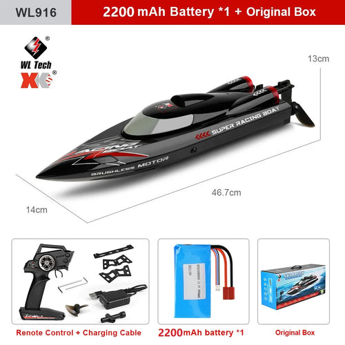Load image into Gallery viewer, WLtoys WL916 WL912-A RC Boat 2.4Ghz 55KM/H 35KM/H High Speed Racing Watercraft Remote Control Speedboat Toys For Children
