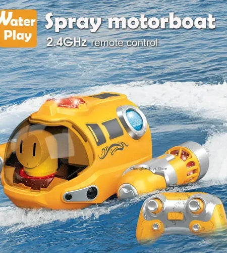 2.4G Remote Control Motorboat Waterproof Spray Swimming Pool Bathing RC Steamboat Toy For Boys And Girls Children Christmas Gift