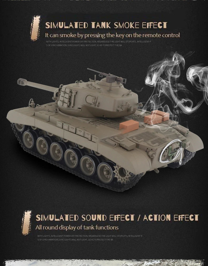 1:16 Henglong 3838-1 American M26 Pershing Heavy Tank RC Model  Metal Tank Simulation Model Remote Control Athletic Toys