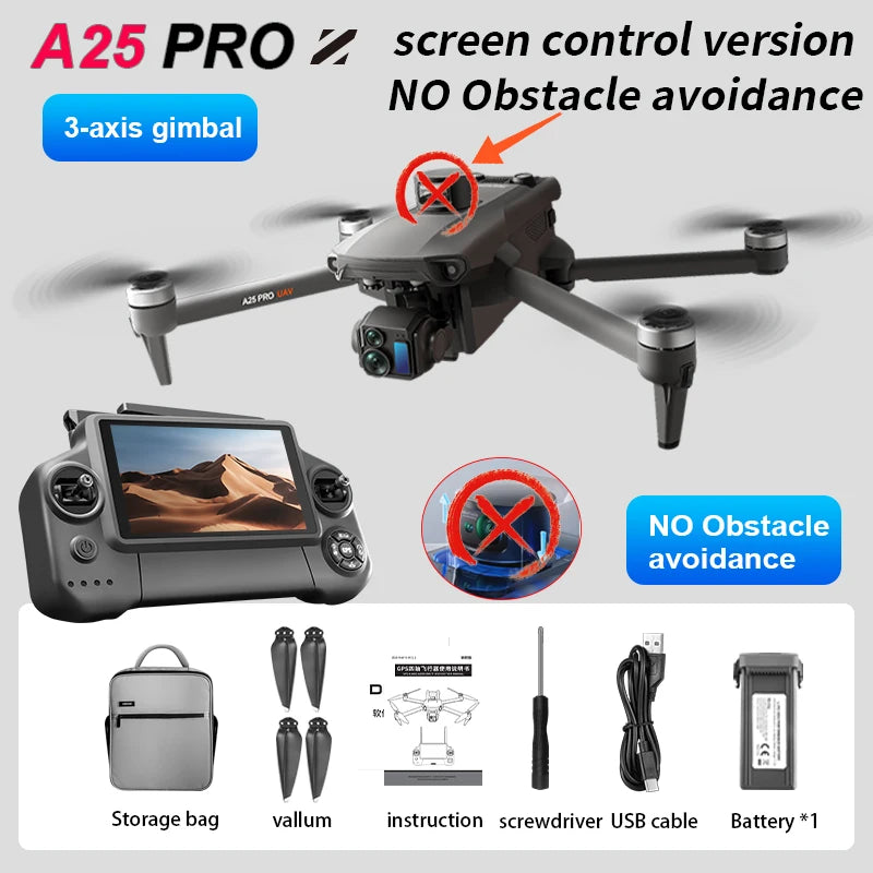 ZLL A25 PRO GPS Drone 8K Camera 3-Axis Gimbal WIFI Obstacle Avoidance Touch Screen FPV Brushless EIS Electronic RC Quadcopter ﻿