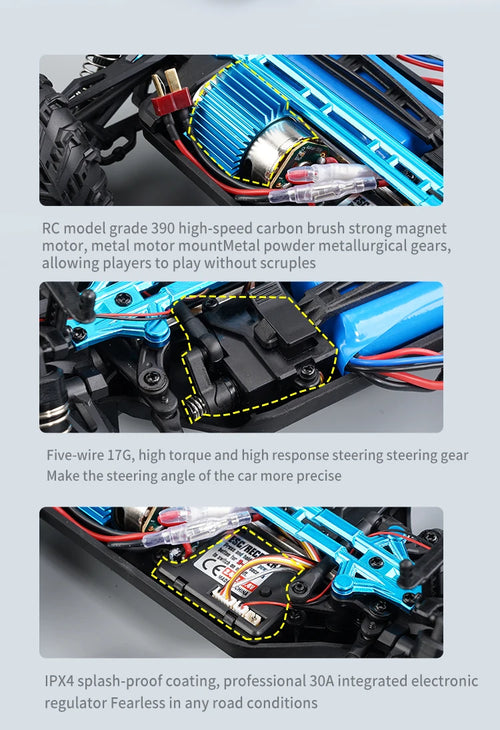 Load image into Gallery viewer, Rc Car Off Road 4x4 High Speed 75KM/H Remote Control Car With LED Headlight Brushless 4WD 1/16 Monster Truck Toys For Boys Gift
