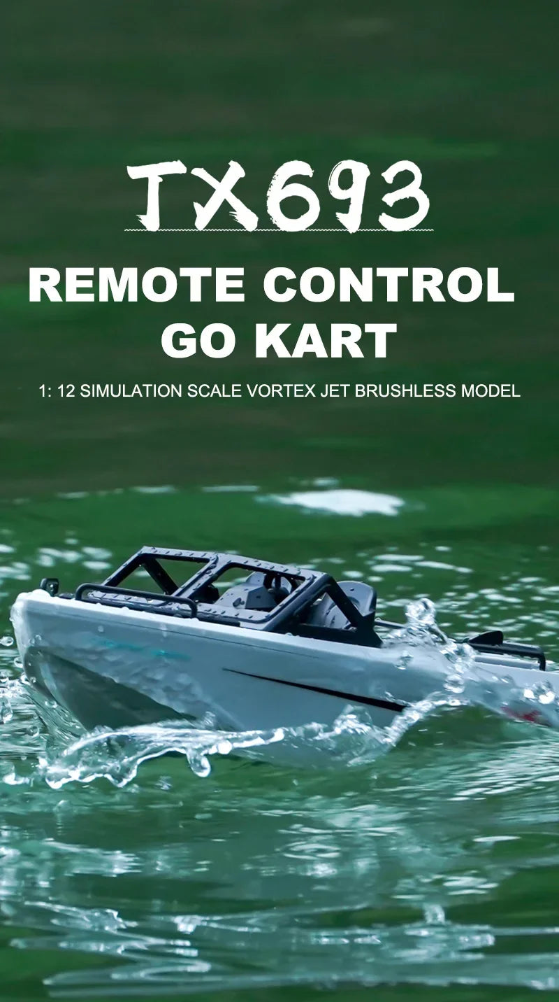 Toy Boat 1/12 Remote Control Go Kart 2.4G High-Speed Vortex Spray Brushless Water Electric Cool Boy Ship Model