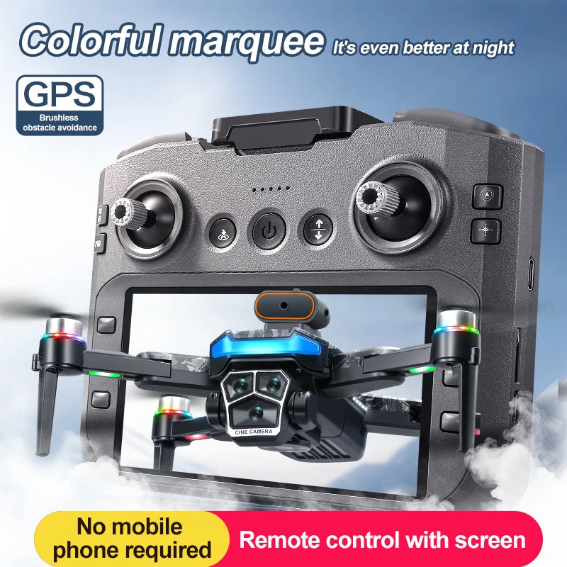 New upgraded A14 Pro Max GPS Brushless 8K three Camera Optical Flow Obstacle Avoidance Foldable Quadcopter RC Distance Drone Toy