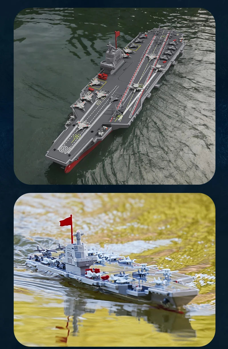 JJRC S19 RC Aircraft 2.4G Remote Control Battleship Boat RC Boat Auto Water Sensor Carrier Boat Toys Gift for Kids Boys