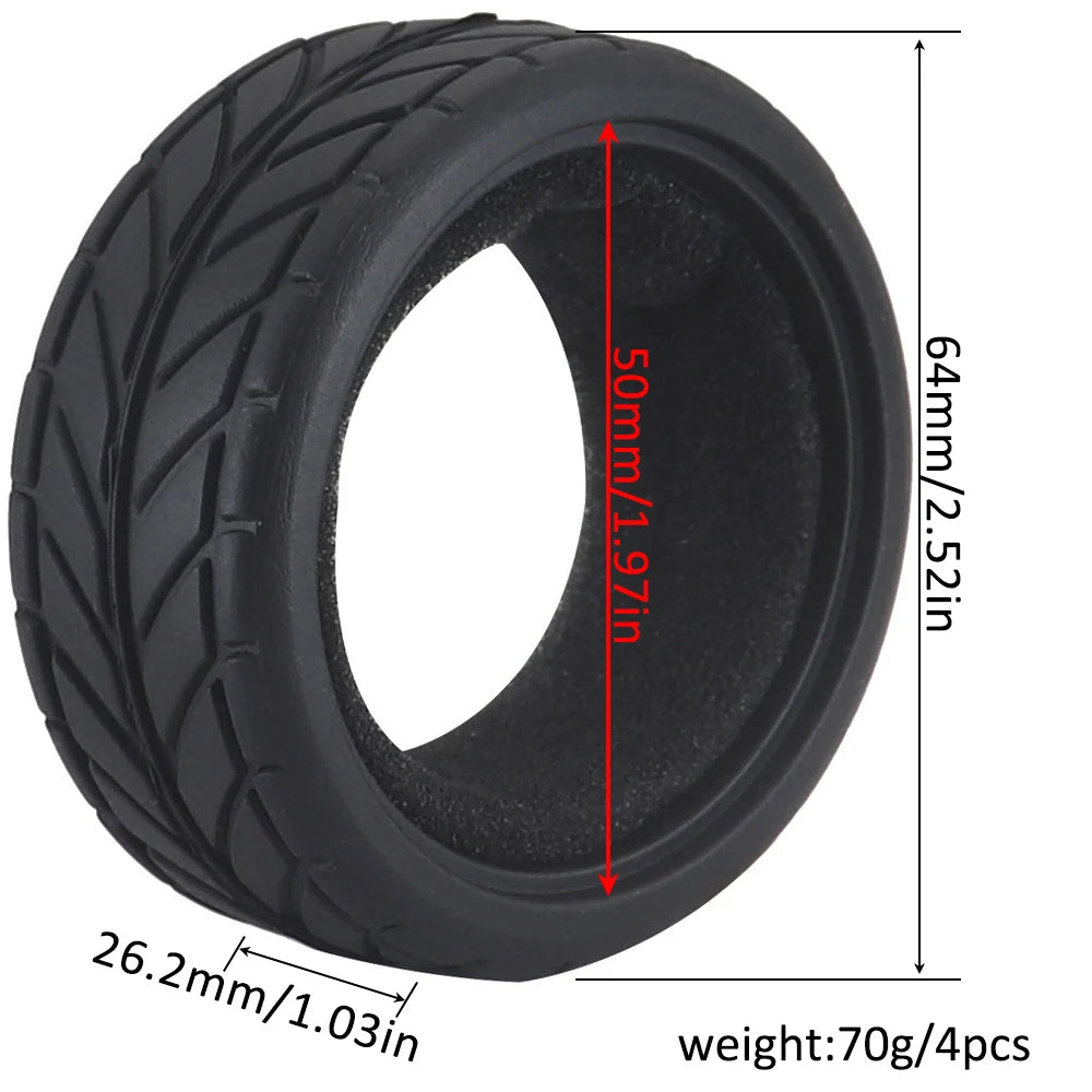 1:10 On-road Car Tires 63-68mm High Grip Rubber Tyre Hot Melt Tire Hsp 94123 Hpi Himoto Fw06 Tt01 Abrasion Resistant Racing Car