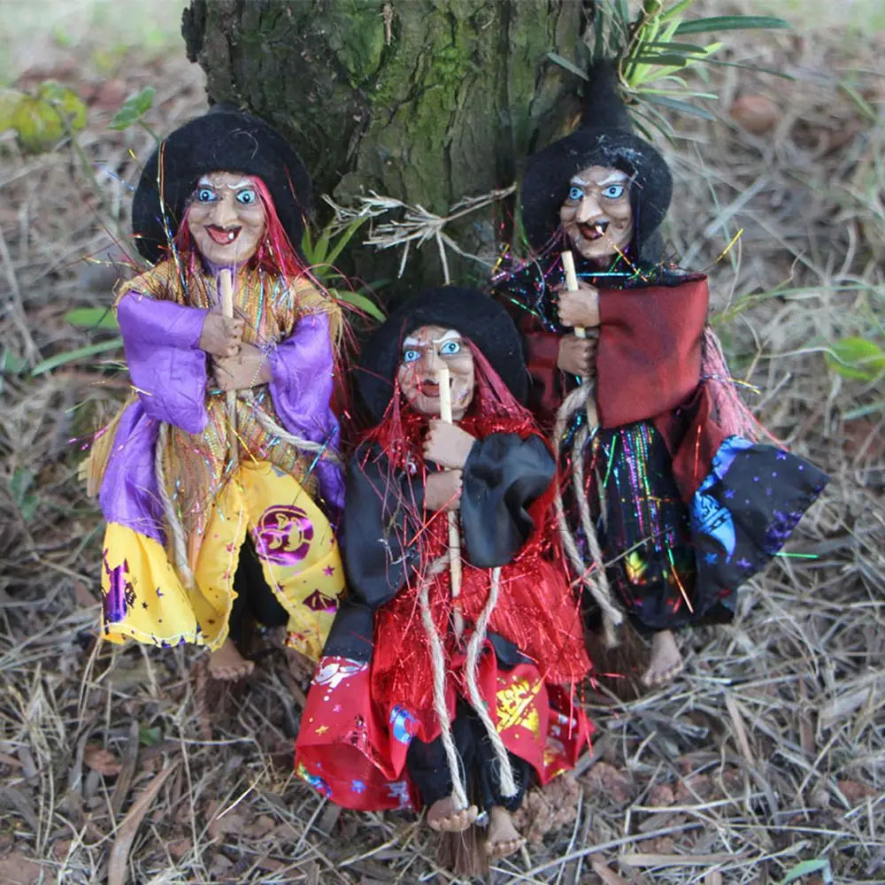 New DIY Decoration Doll Ornaments Halloween Decorate Props Ghost Festival Hanging Doll Witch Figurine Witch Pendant