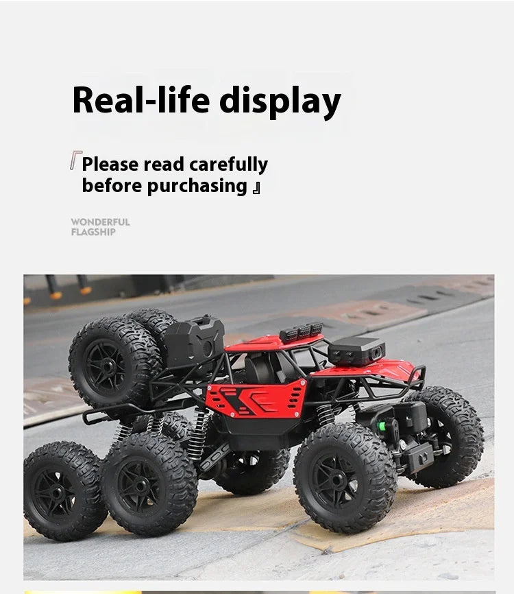 Trendy And Cool Oversized Remote Four-Wheel Drive Climbing Big Foot Car, Six Wheel Drive Racing Car, Boys' Charging Toy Car