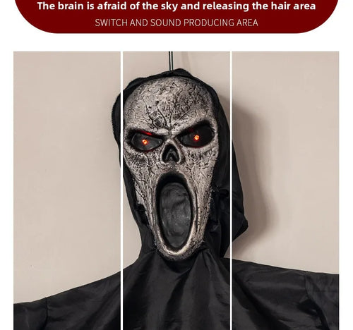 Load image into Gallery viewer, Halloween Decoration Screaming Scarecrow Ghost Voice-controlled Glowing and Sound-emitting Pendant Setting Up Props
