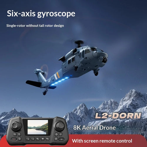 Load image into Gallery viewer, 4drc L2 Rc Helicopter 8k Aerial Camera Builtin Screen Remote Control 6axis Gyro Single Blade Black Hawk Apache Military For Boys
