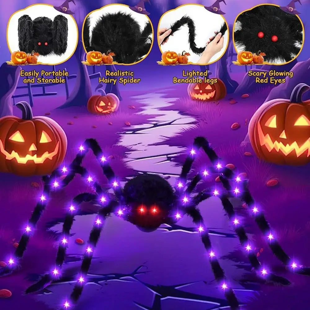 8 Modes Halloween Spider Web Lights Waterproof Glow LED Spider Net 5m Triangle Luminous Halloween Spider Indoor Outdoor