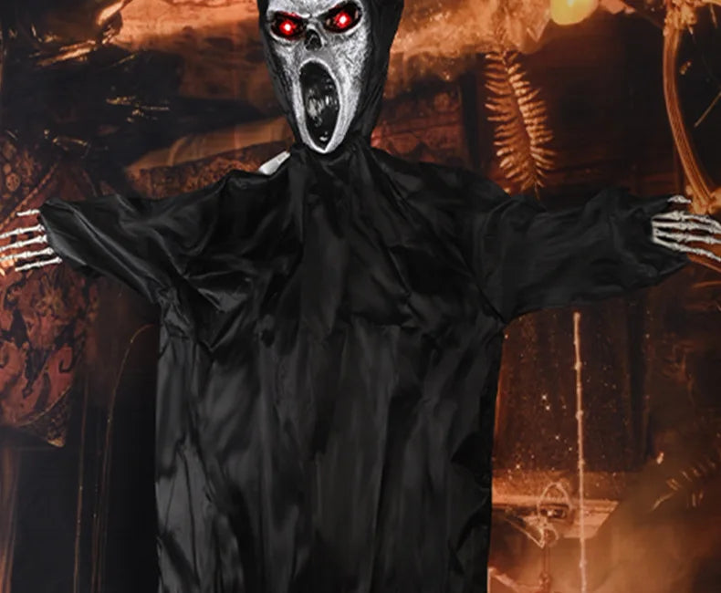 Halloween Decoration Screaming Scarecrow Ghost Voice-controlled Glowing and Sound-emitting Pendant Setting Up Props