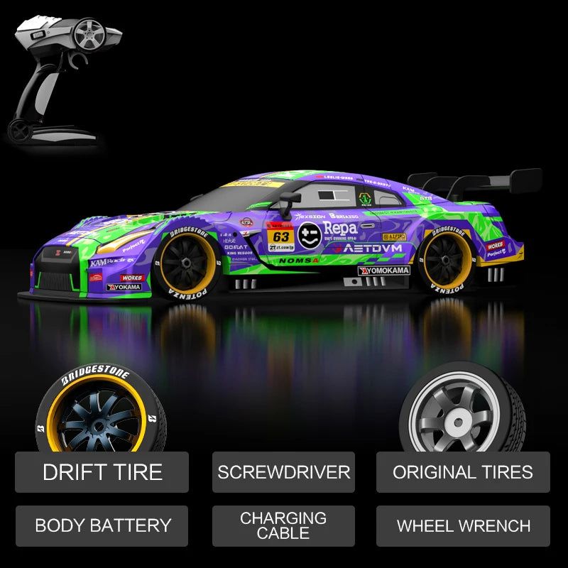 Rc Car 4WD Drift Racing 2.4G Dual Motors 40km/H 40 Minutes Long Battery Life 1:16 GTR Remote Control Car Outdoor Racing Car Toys