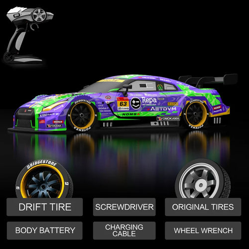 Load image into Gallery viewer, Rc Car 4WD Drift Racing 2.4G Dual Motors 40km/H 40 Minutes Long Battery Life 1:16 GTR Remote Control Car Outdoor Racing Car Toys
