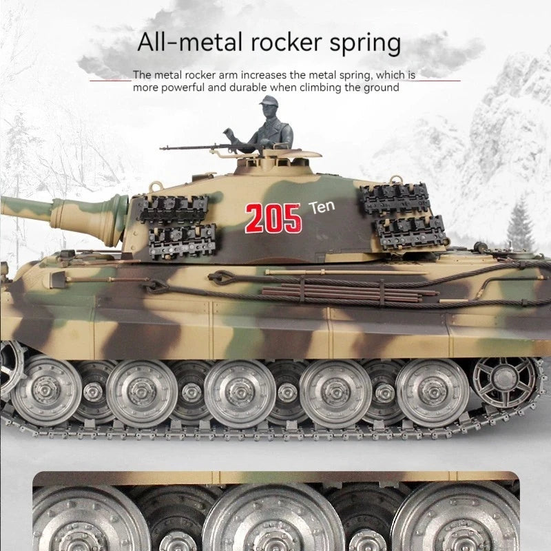 Henglong German Tiger King Remote-Controlled Tank 1/16 Metal Toy Car Professional Electric Tracked Off-Road Military Tank Model
