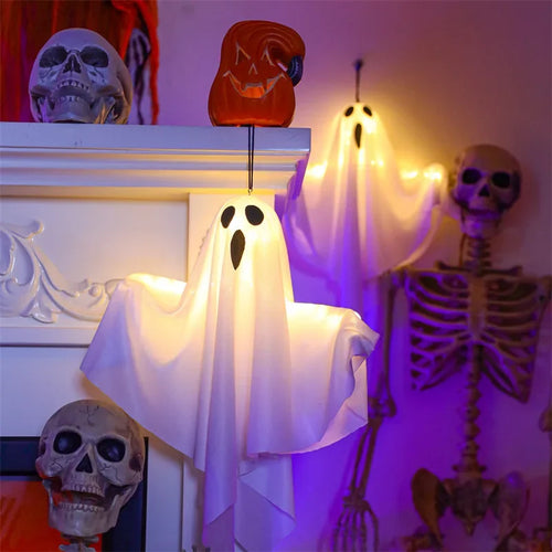 Load image into Gallery viewer, 2024 LED Glow Ghost Party Halloween Decoration for Home Indoor Outdoor Haunted House Bar Hanging Horror Props with Lights
