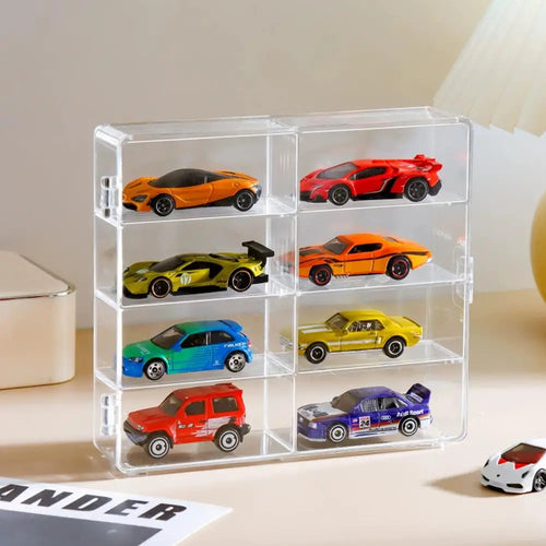 Load image into Gallery viewer, Acrylic Car 1pc Display case 1:64 For Kids holds 8 cars
