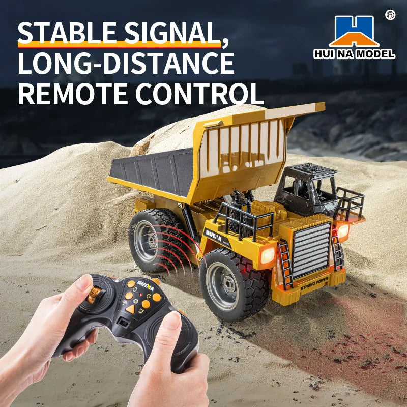 HUI NA Engineering Vehicle 533D Simulation Alloy Dump Truck Earth-moving Dump Truck Model Toy Truck Heavy duty tractor RC Cars
