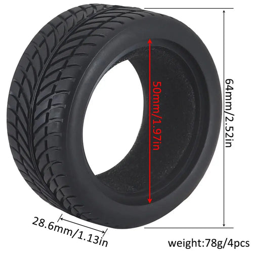 Load image into Gallery viewer, 1:10 On-road Car Tires 63-68mm High Grip Rubber Tyre Hot Melt Tire Hsp 94123 Hpi Himoto Fw06 Tt01 Abrasion Resistant Racing Car
