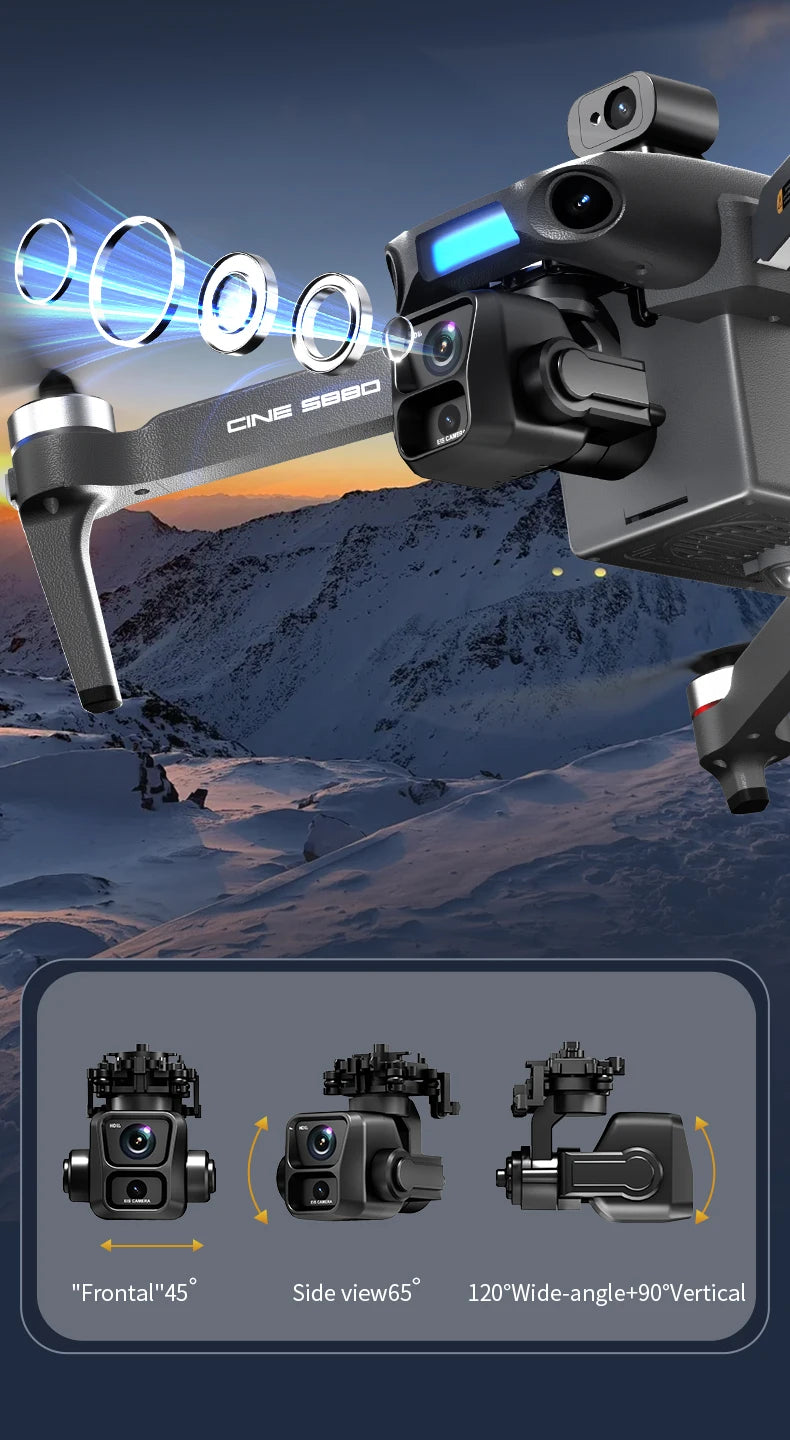 S880 Flagship Drone 8K Dual Cameras 3-Axis Gimbal 5G FPV GPS Return TouchScreen RC Obstacle Avoidance Optical Flow Hovering Dron